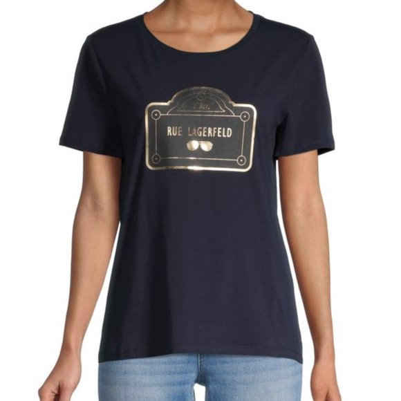 Karl Lagerfeld Tops - KARL LAGERFELD Paris Rue Lagerfeld black tshirt tee, size S